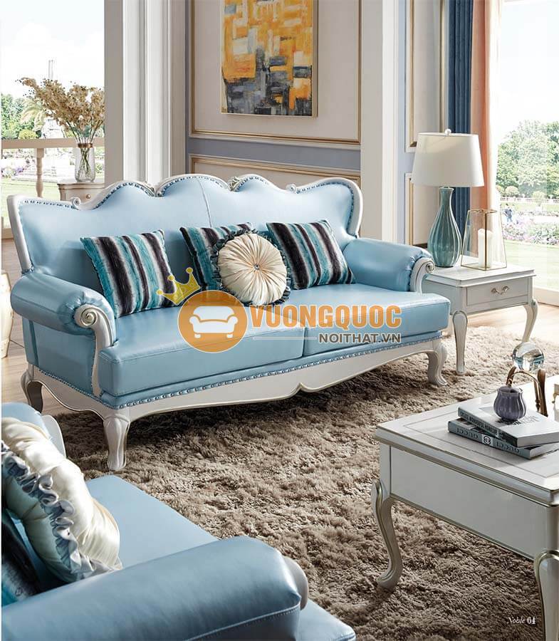 Ghế sofa phòng khách tân cổ điển xanh dương  TSL G915S